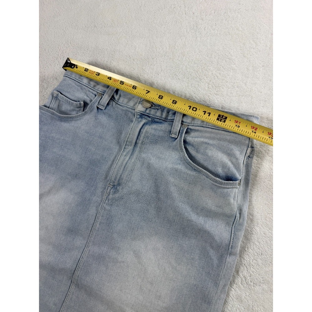 Hudson Lulu Mini Denim Skirt Womens 28 Light Blue Back Slit Raw Hem 5-Pocket - Picture 10 of 12